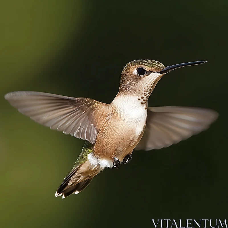 Flying Hummingbird Close-Up AI Image