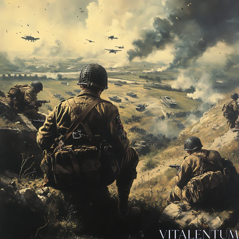 AI ART World War II Soldiers Overlooking Battlefield