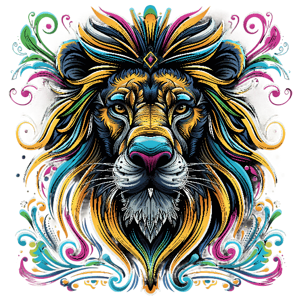 Colorful Lion Head Design POD Design