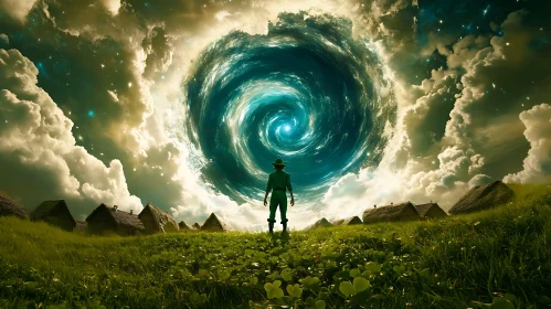 Mystical Portal Above Green Field