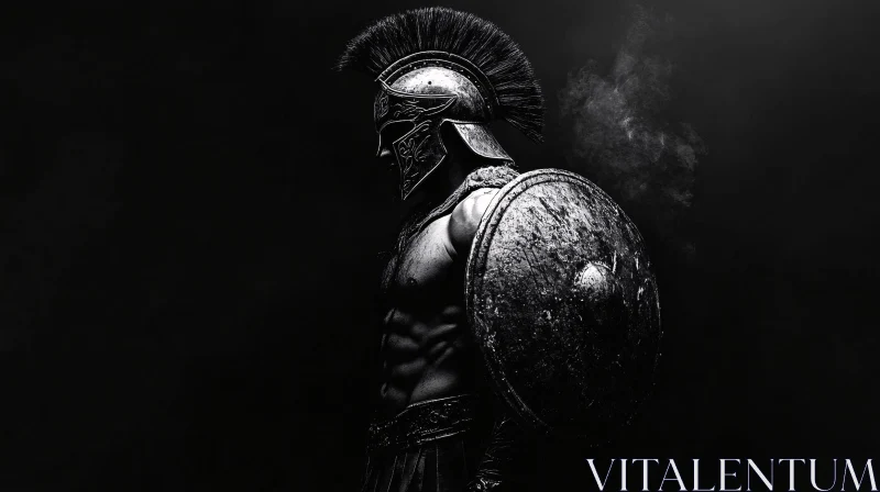 AI ART Ancient Warrior in Darkness: A Spartan Portrait