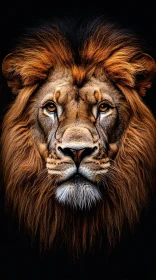 Lion Portrait with Intense Gaze