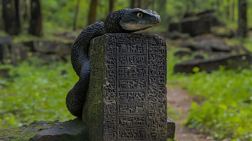 Serpent on Carved Pillar