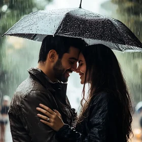 Love in the Rain: An Intimate Moment