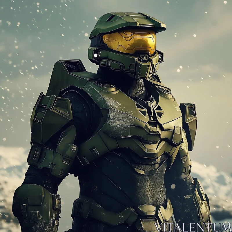 Futuristic Soldier in Green Armor AI Image