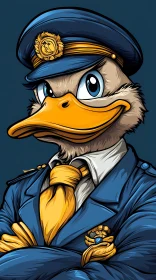 Cartoon Duck in Pilot Uniform