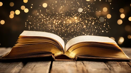 Mystical Tome Illuminates Wooden Table