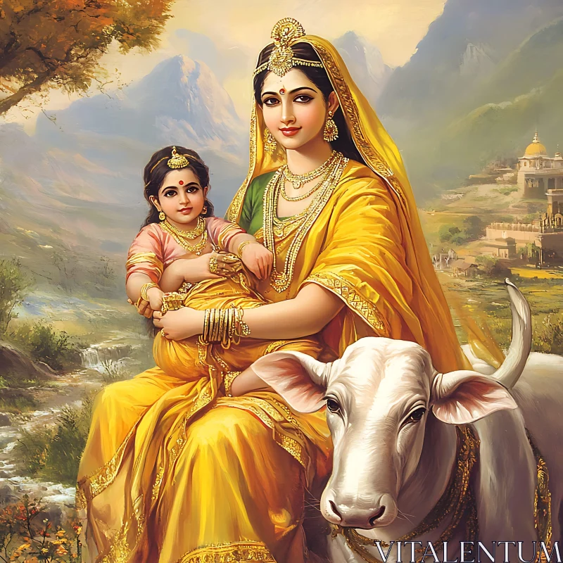 AI ART Indian Motherhood Serene Art