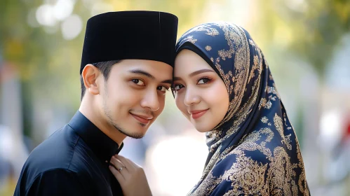 Portrait of a loving Muslim couple