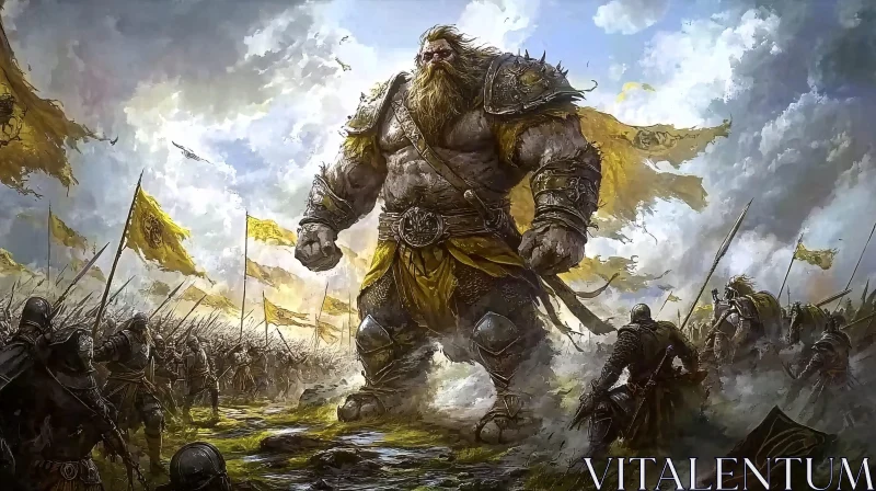 AI ART Colossal Giant in War Painting