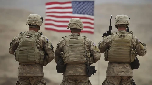 American Soldiers with National Flag