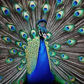 Peacock's Colorful Feather Display