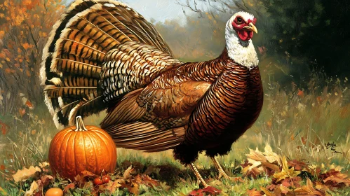 Thanksgiving Turkey and Pumpkin Art