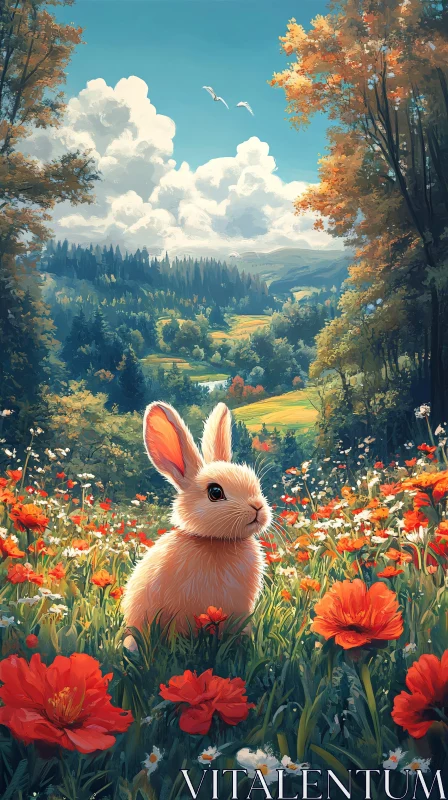 AI ART Rabbit in Vibrant Landscape