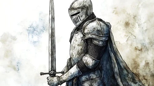 Medieval Knight Illustration with Sword