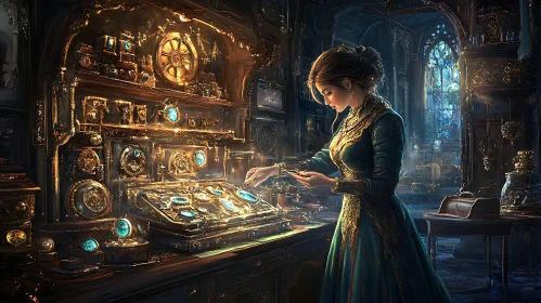 Woman with Steampunk Device