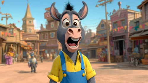 Comical Donkey in Western Setting