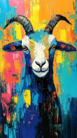 Colorful Goat Abstract Art