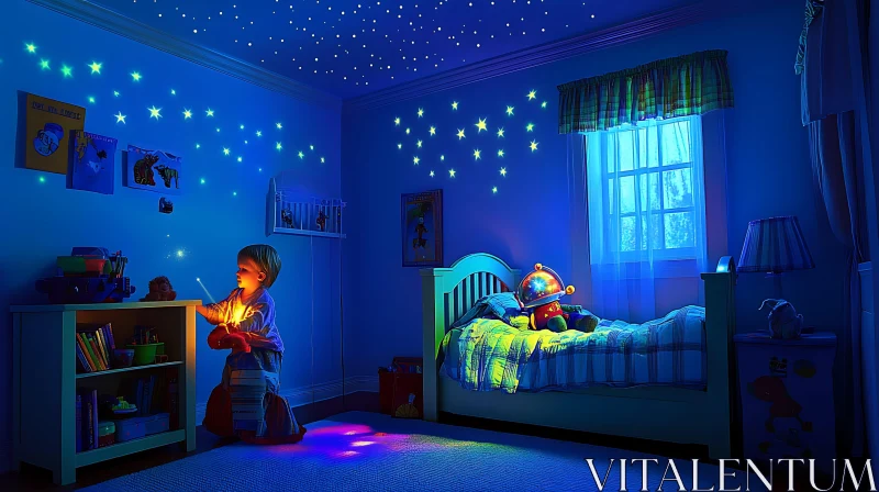 AI ART Starry Night in a Child's Bedroom