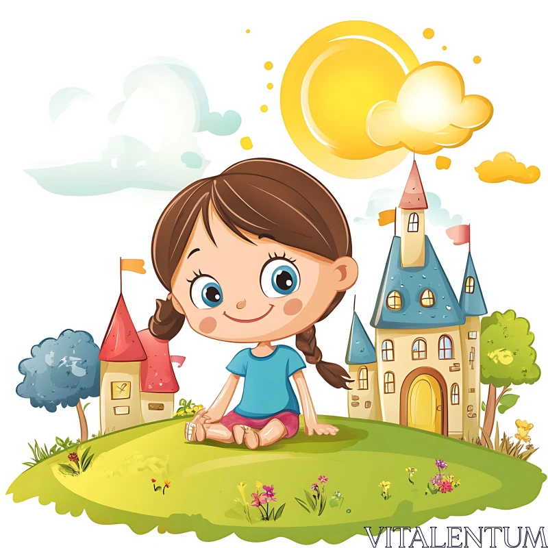 Child's Playful Cartoon Illustration AI Image