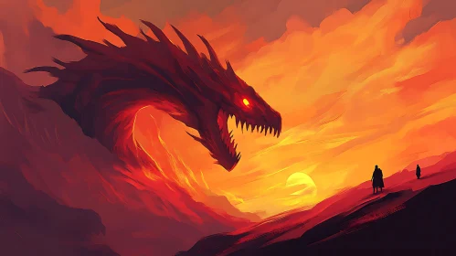 Sunset Dragon Silhouette