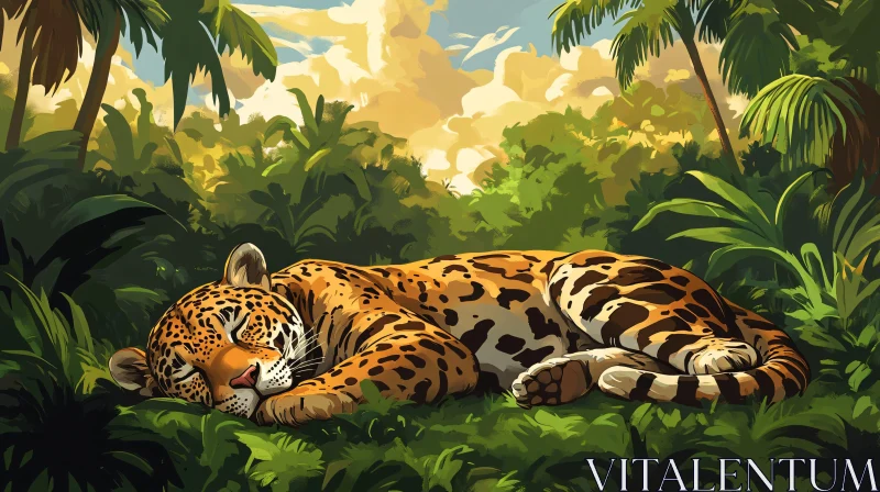 AI ART Tranquil Jungle Leopard