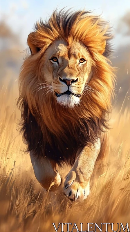 Powerful Lion Portrait AI Image