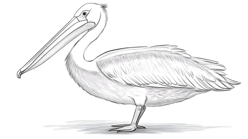 Monochrome Pelican Illustration