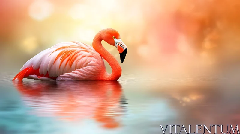 Flamingo in Water AI Image