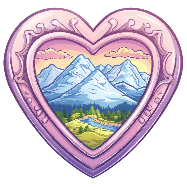 Romantic Mountain Valley T-Shirt Art POD Design