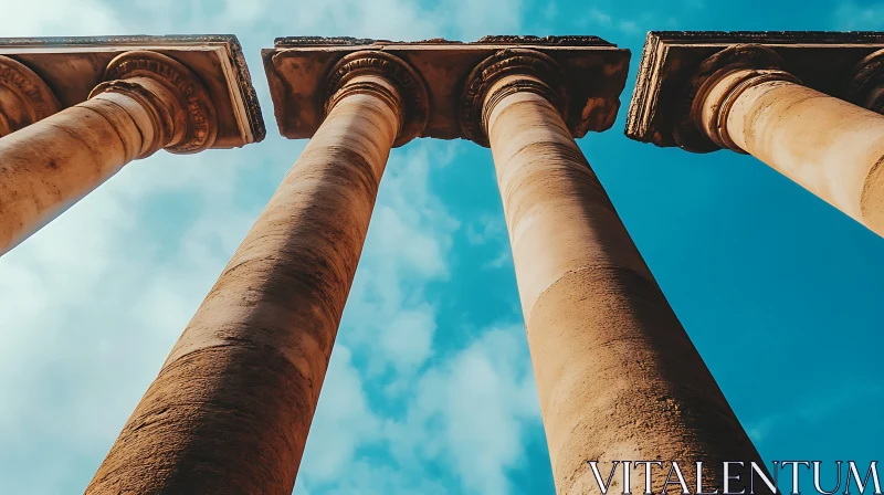 Stone Columns and Sky AI Image