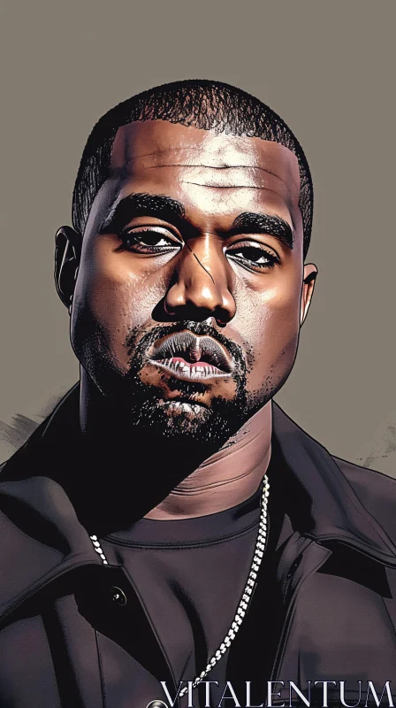 Kanye West Portrait Illustration AI Image