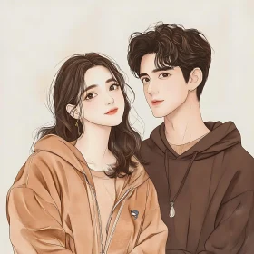 Charming Anime Style Couple Illustration