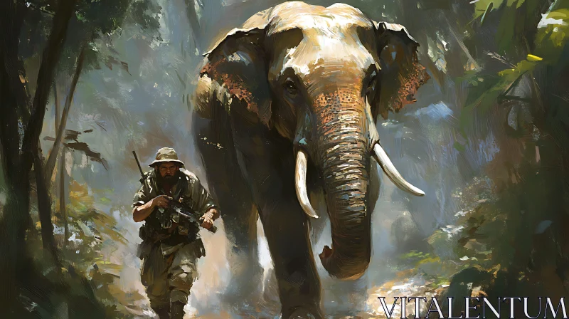 Jungle Adventure with Elephant Art AI Image