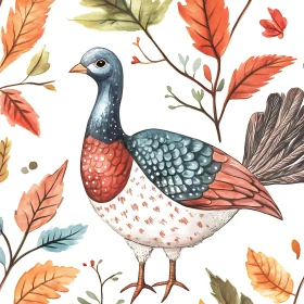 Autumn Bird Watercolor Painting
