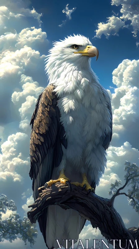 Eagle in Cloudy Sky AI Image