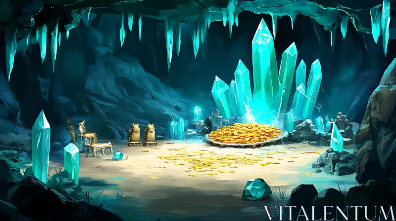 AI ART Hidden Treasure Cave with Crystals