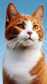 Close-Up of a Ginger Cat with Blue Sky