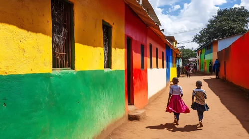 Children on a Colorful Street