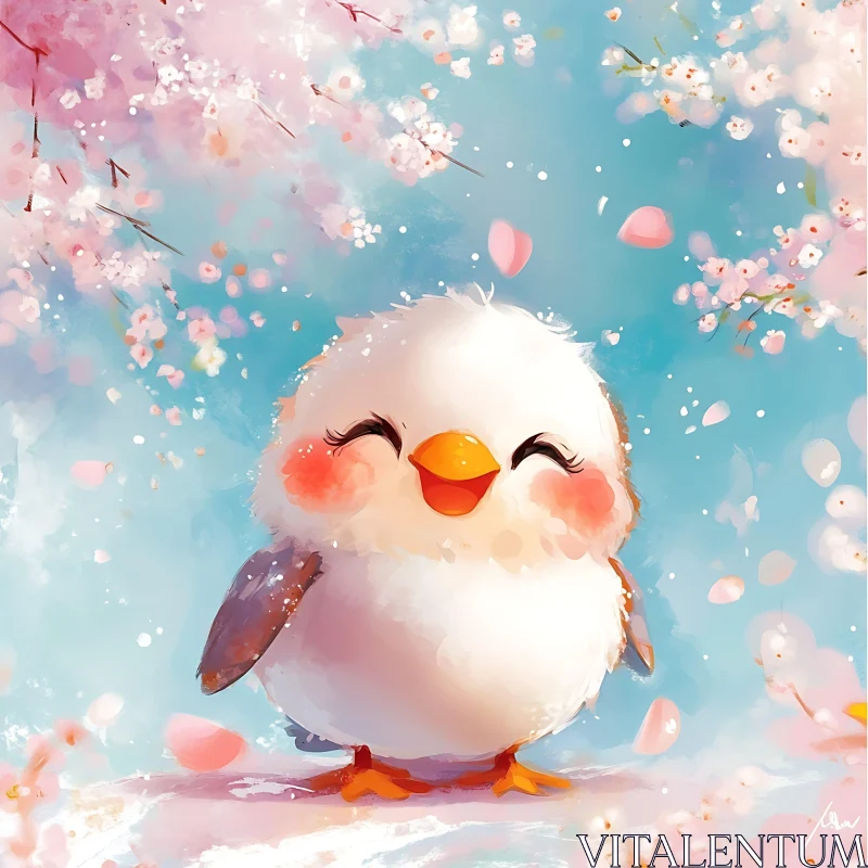 Spring Bird with Blossoms AI Image