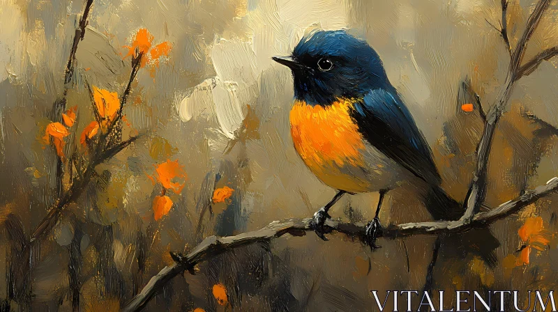 AI ART Vibrant Bird Amidst Leaves