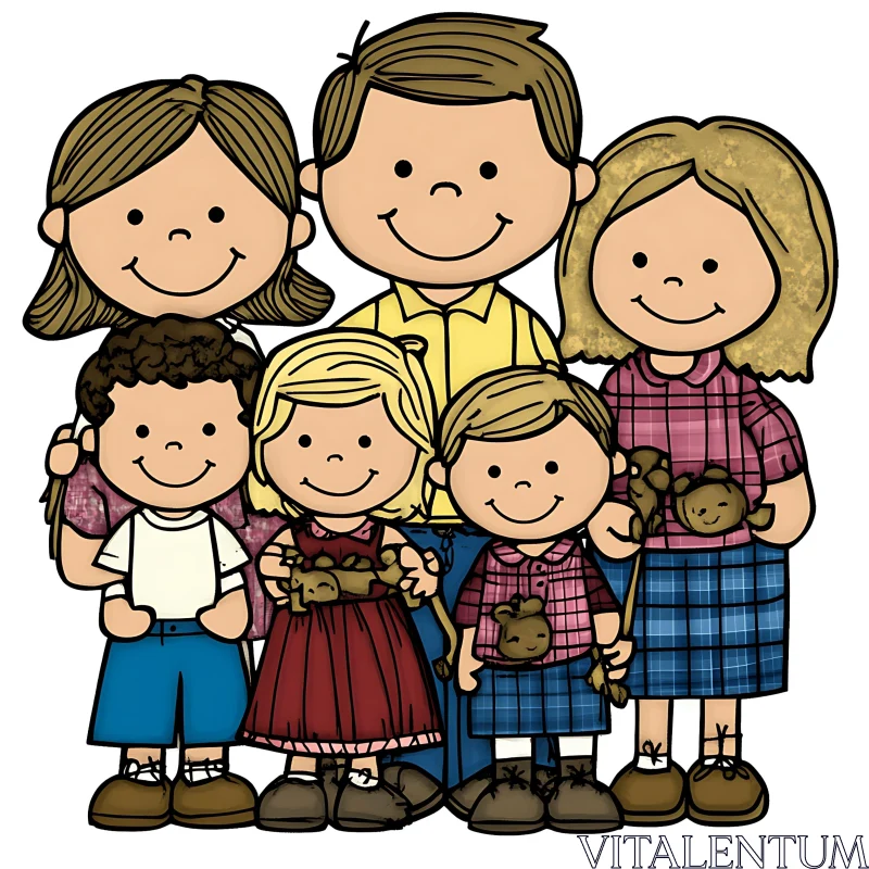 AI ART Happy Family Cartoon Image