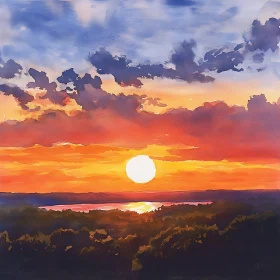 Serene Sunset Over the Horizon