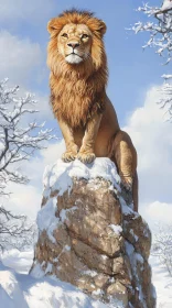 Snow-Covered Lion Landscape
