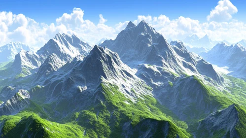 Majestic Mountain View with Green Slopes