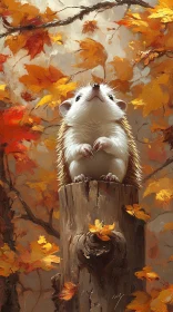 Hedgehog Amidst Autumn Leaves