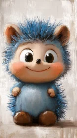 Friendly Cartoon Hedgehog with Blue Fur