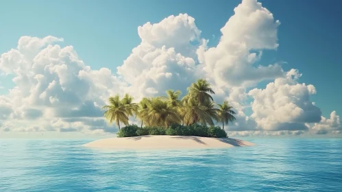 Serene Isolated Island with Palm Trees