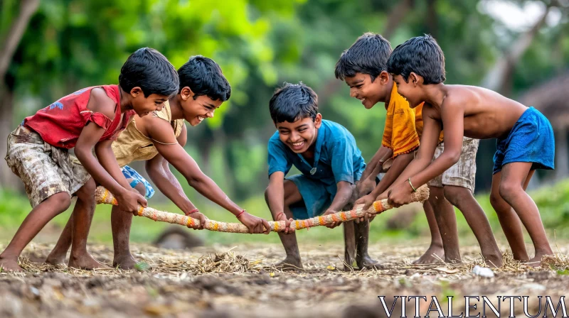 Kids Having Fun Outdoors AI Image