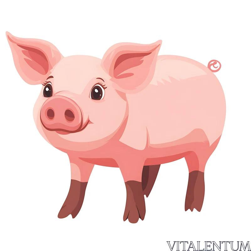 Adorable Pig Cartoon Art AI Image